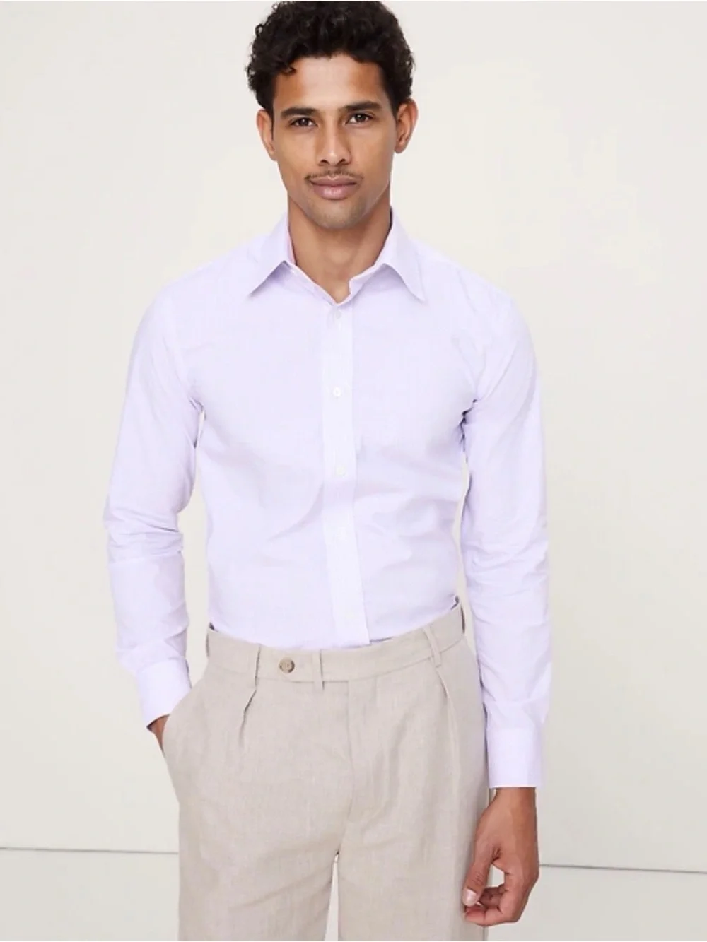 Banana Republic Non-Iron Preppy Grant Slim Fit Lavender Work Dress Shirt Medium.